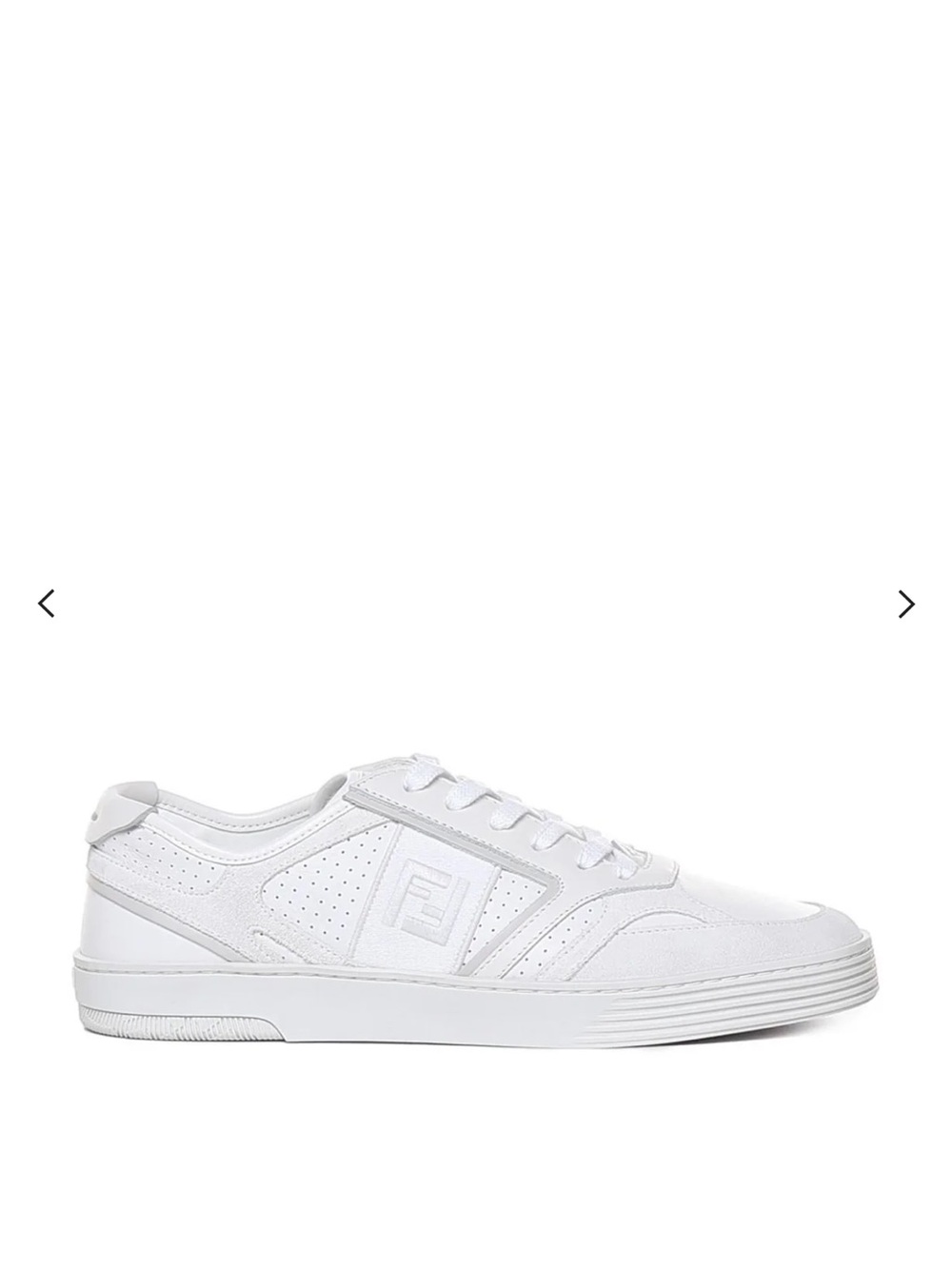 Fendi Men’s White Leather Low-Top Sneakers with Perforated Panels